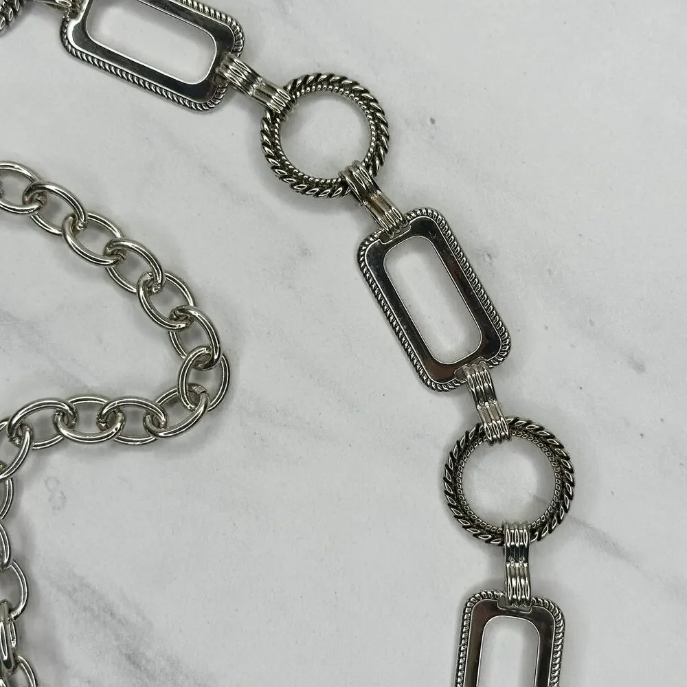 Textured Silver Chain Belt Rectangle Rope Large/XL (L/XL) ✨